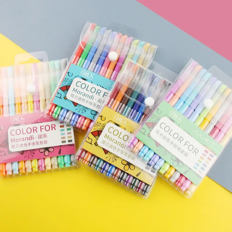 Morandi-Flash Gel Pen Set, Escola, Escritório, Adulto, Livro de Colorir, Diário, Pintura, Graffiti, Art Marker, Promoção