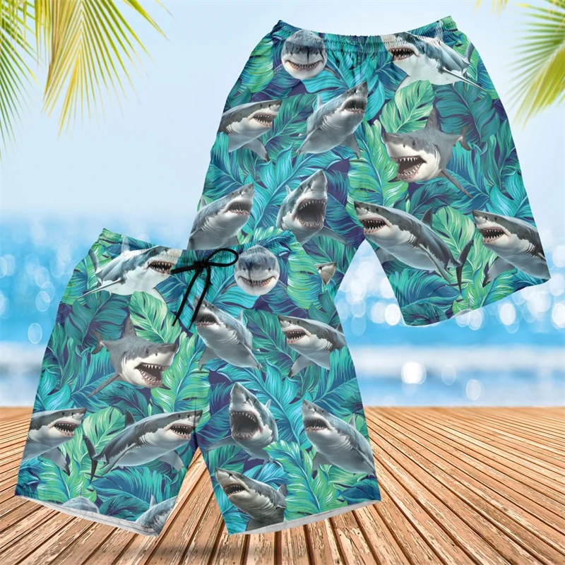 Tropical Shark Graphic Bermudas Harajuku Fashion Boardshorts Hawaii Board Shorts Ocean Life Trunks Sea Animal Male Beach Shorts