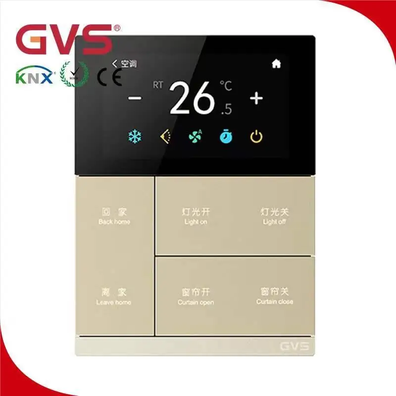 2022 NEW KNX EIB GVS Smart Home System Products Wall Switches Touch Screen WALTZ Panel Metal Plastic Gray Sliver Golden KNX