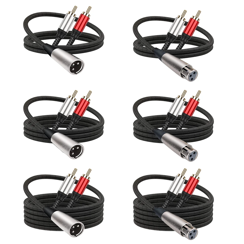 XLR naar 2-RCA-kabel Stereo Audio Interconnect-kabeladapter Heldere audiosignaaloverdracht voor hoofdtelefoonversterker Microfoon