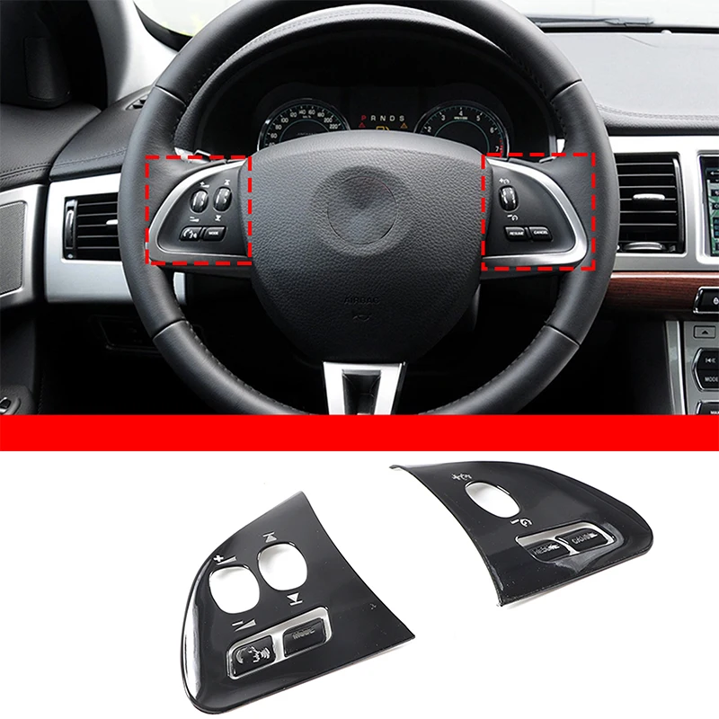 

For Jaguar XF 2012-2015 Stainless Steel Silver/Black Car steering wheel button cover Trim sticker Car Accessories