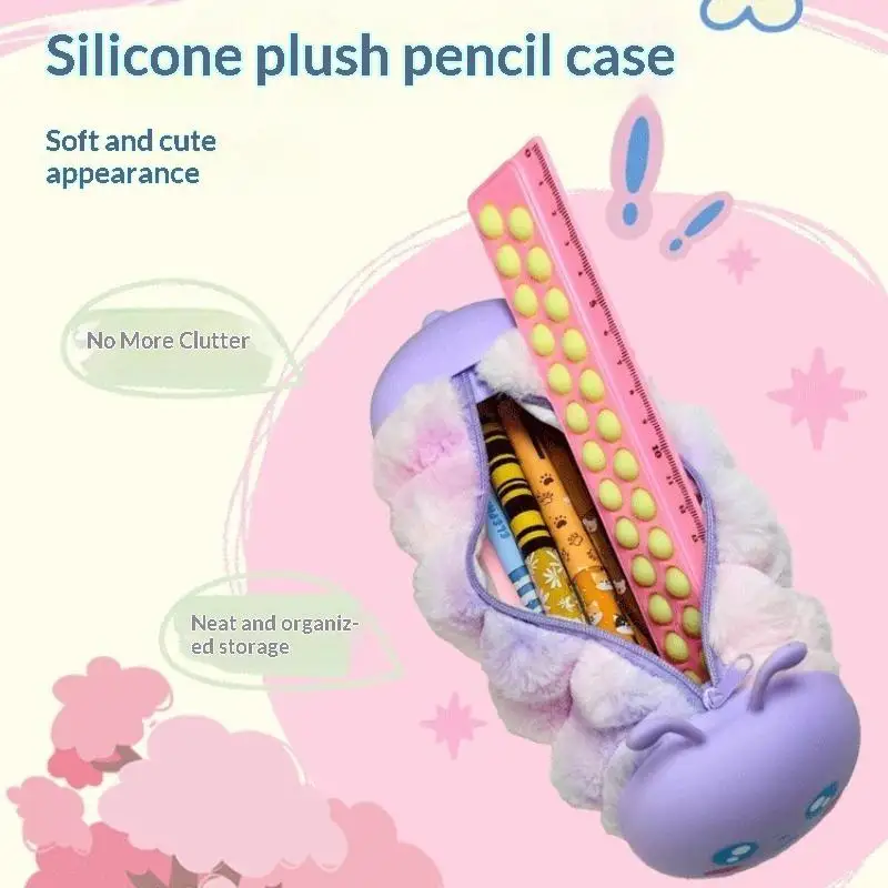 Capacity Multi-Use Organizer For Stationery Makeup And Office Supplies With Playful Cartoon Cute Caterpillar Design