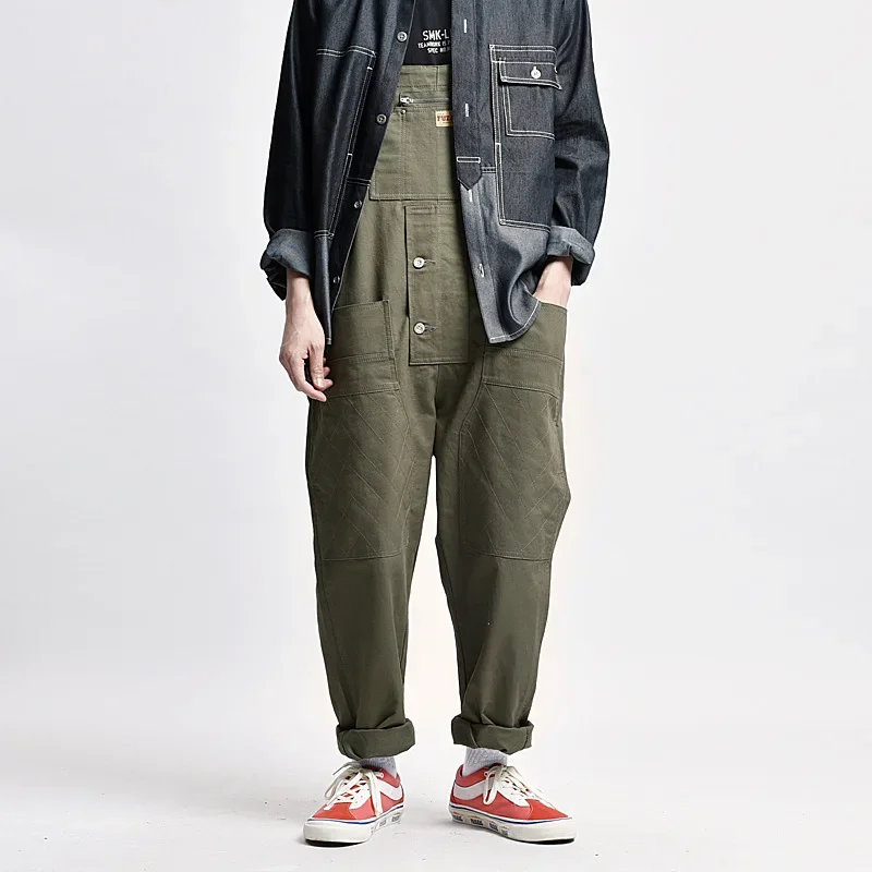 Men Cargo Pants Overalls Patchwork Pencil Pants More Than A Pocket Safari Casual Loose Fit Solid Color Ankle Length Flat