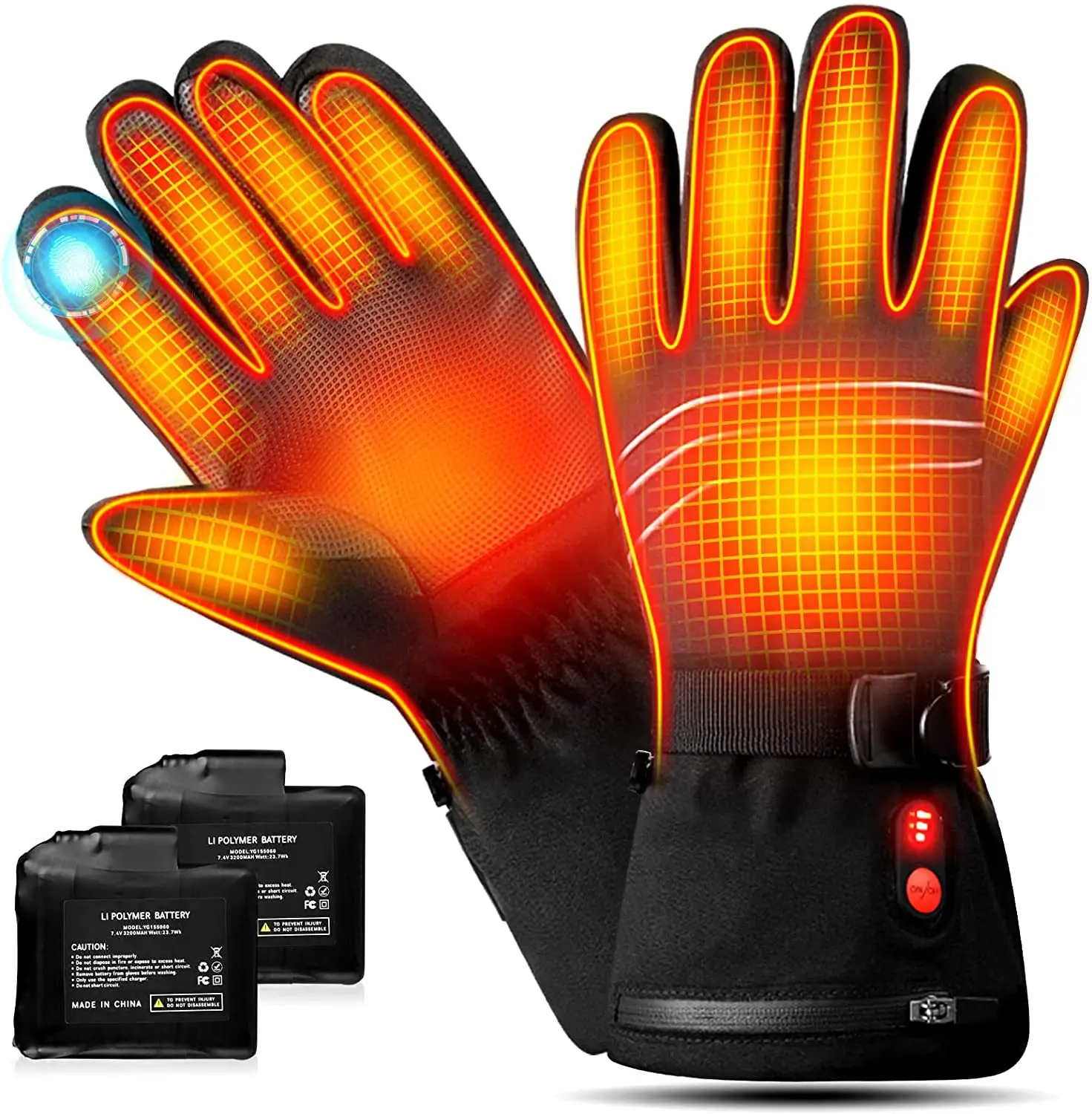 

Heated gloves skiing outdoor cycling electric gloves five fingers touch screen warmth cold electric heating gloves