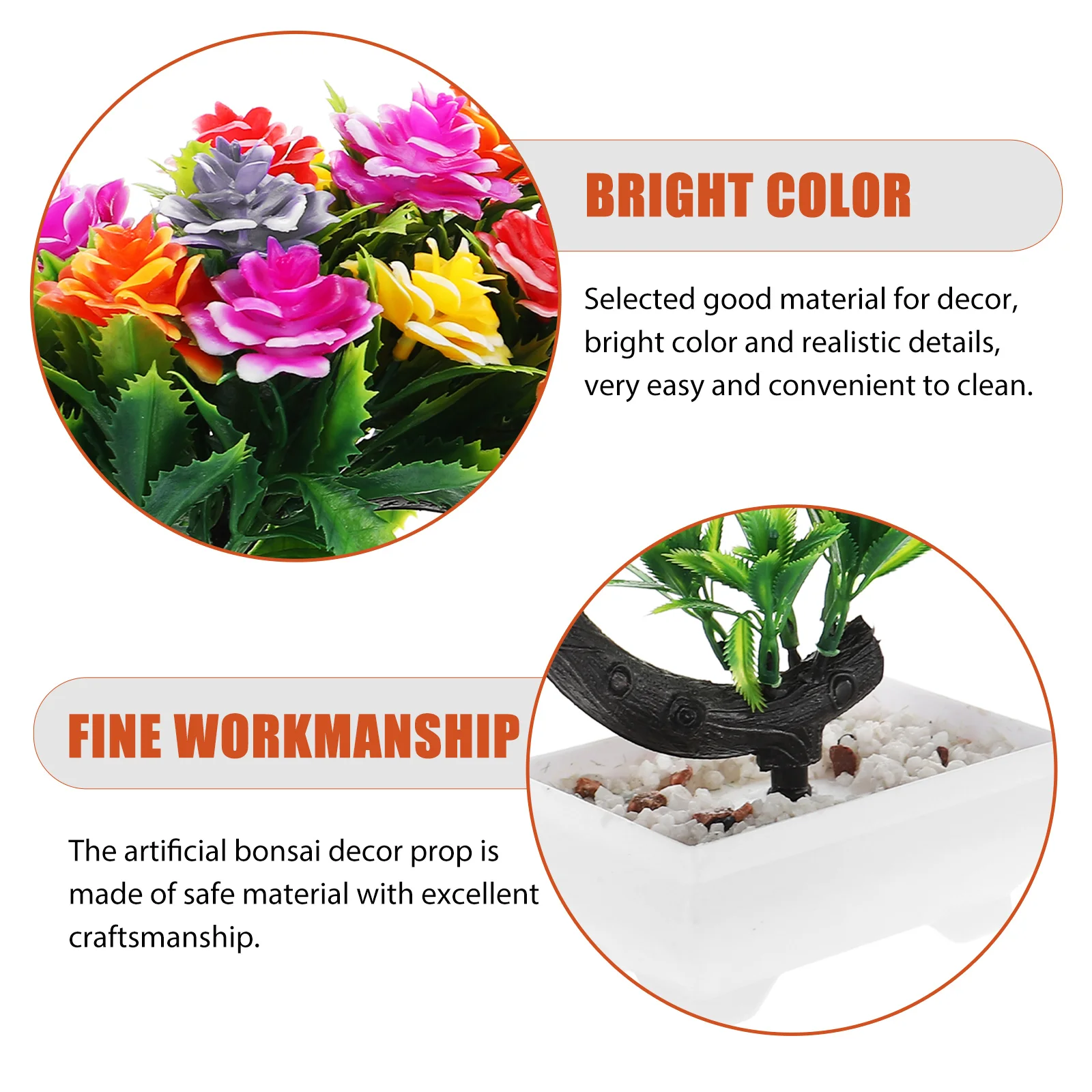 

Simulated Potted Plants Fake Flower Ornament Faux Mini Realistic Artificial Bonsai Tree Plastic Flowers Man Indoor