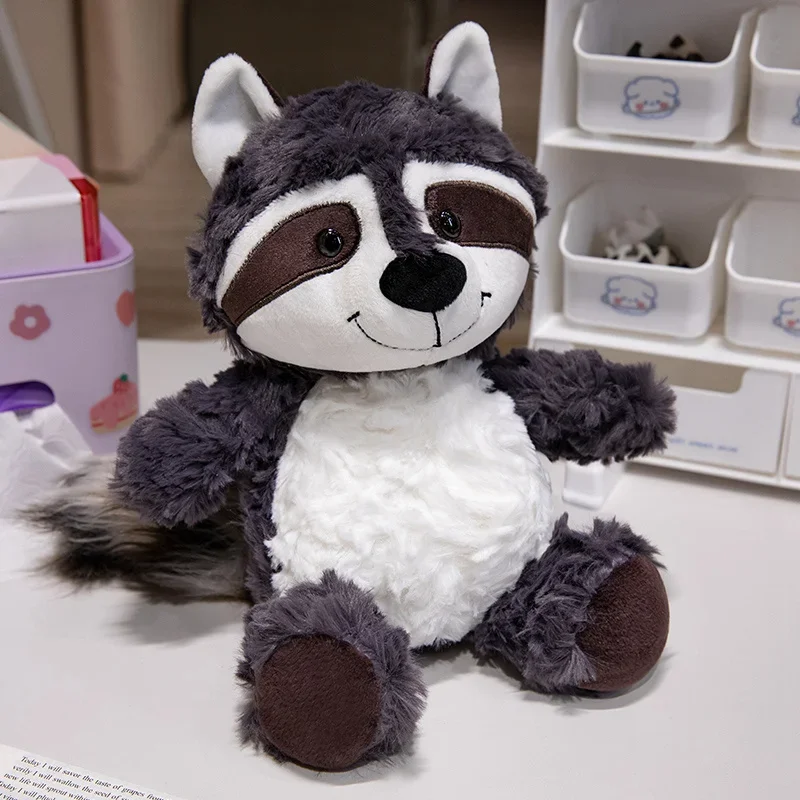 Muñeco de peluche de zorro gris para niños, muñeco de peluche de mapache perezoso de 5 tamaños, regalo de cumpleaños Kawaii, decoración de Animal de