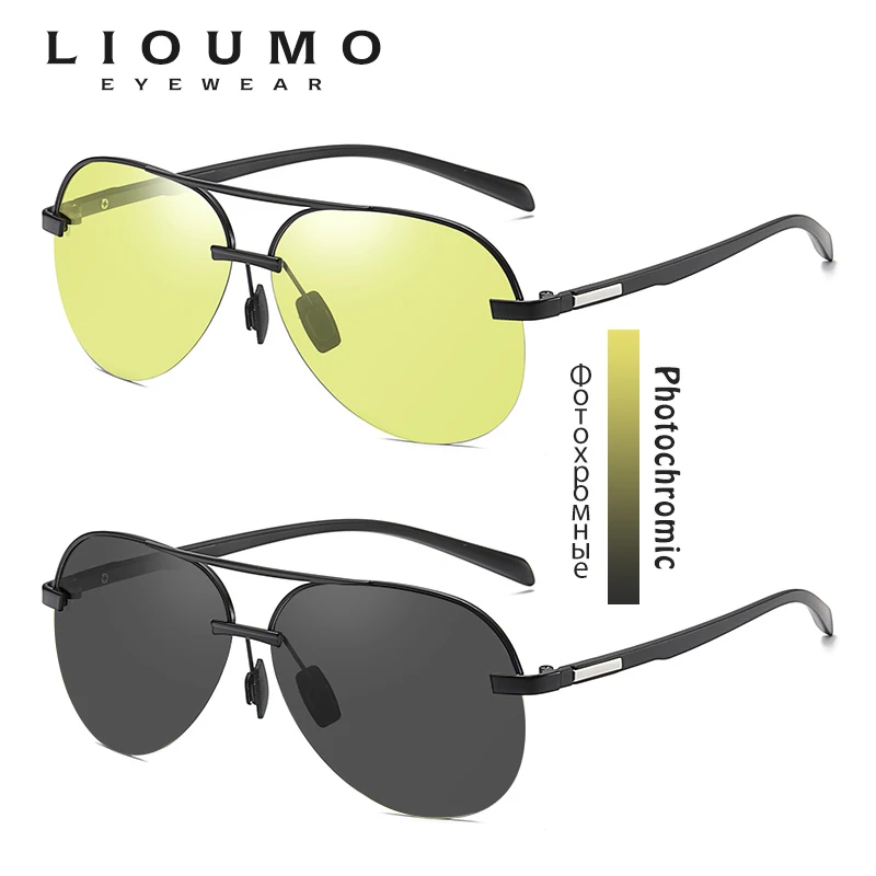 LIOUMO Ultralight Sunglasses For Men Polarized High Quality Photochromic Sun Glasses Night Vision Driving Glasses lentes de sol