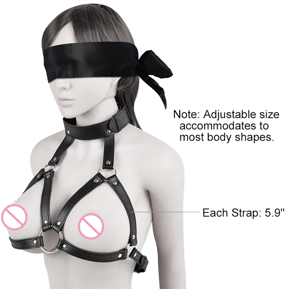 PU Leather Bondage Choker Collar with Nipple Clamp Toy for Woman Adjustable Neck Restraint Leash BDSM Erotic Sex Toys For Couple