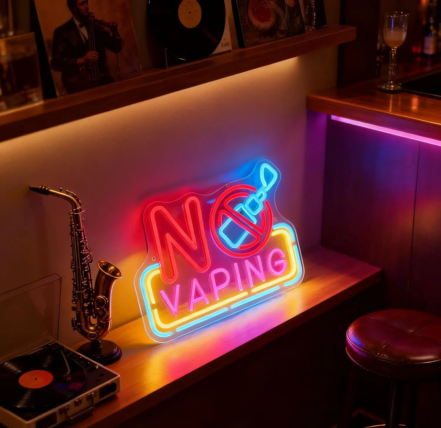 No Vaping LED Neon Sign USB Powered Neon Light For Garage Man Cave Bedroom Bar ublic Area Office Shop Wall  Art Decor Gift view 3