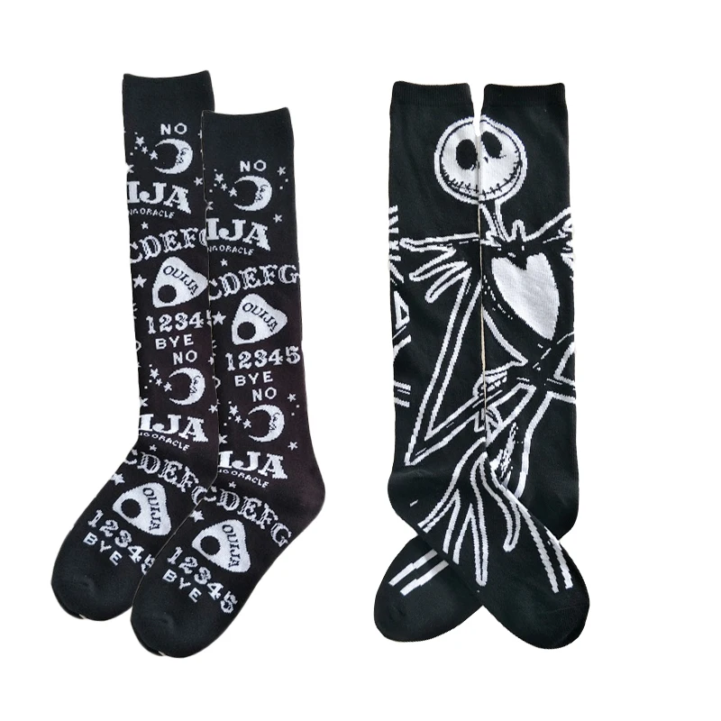 

Fashion Harajuku Knee High Women Socks Streetwear Moon Star Gothic Punk JK Girl Sock Skull Cool Japanese Korean Long Sox