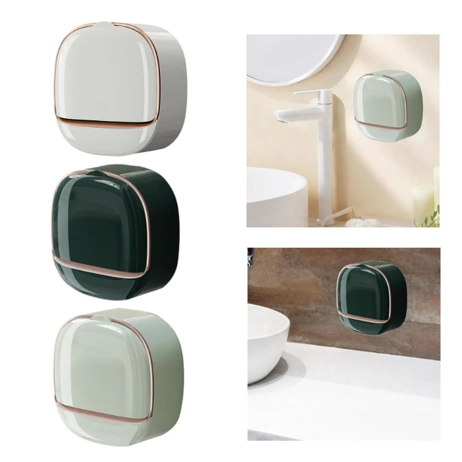 Soap Holder Dish Wall Mounted Dustproof No Drilling with Drain Waterproof Soap Case for Bathtub Shower Wall Kitchen Bathroom