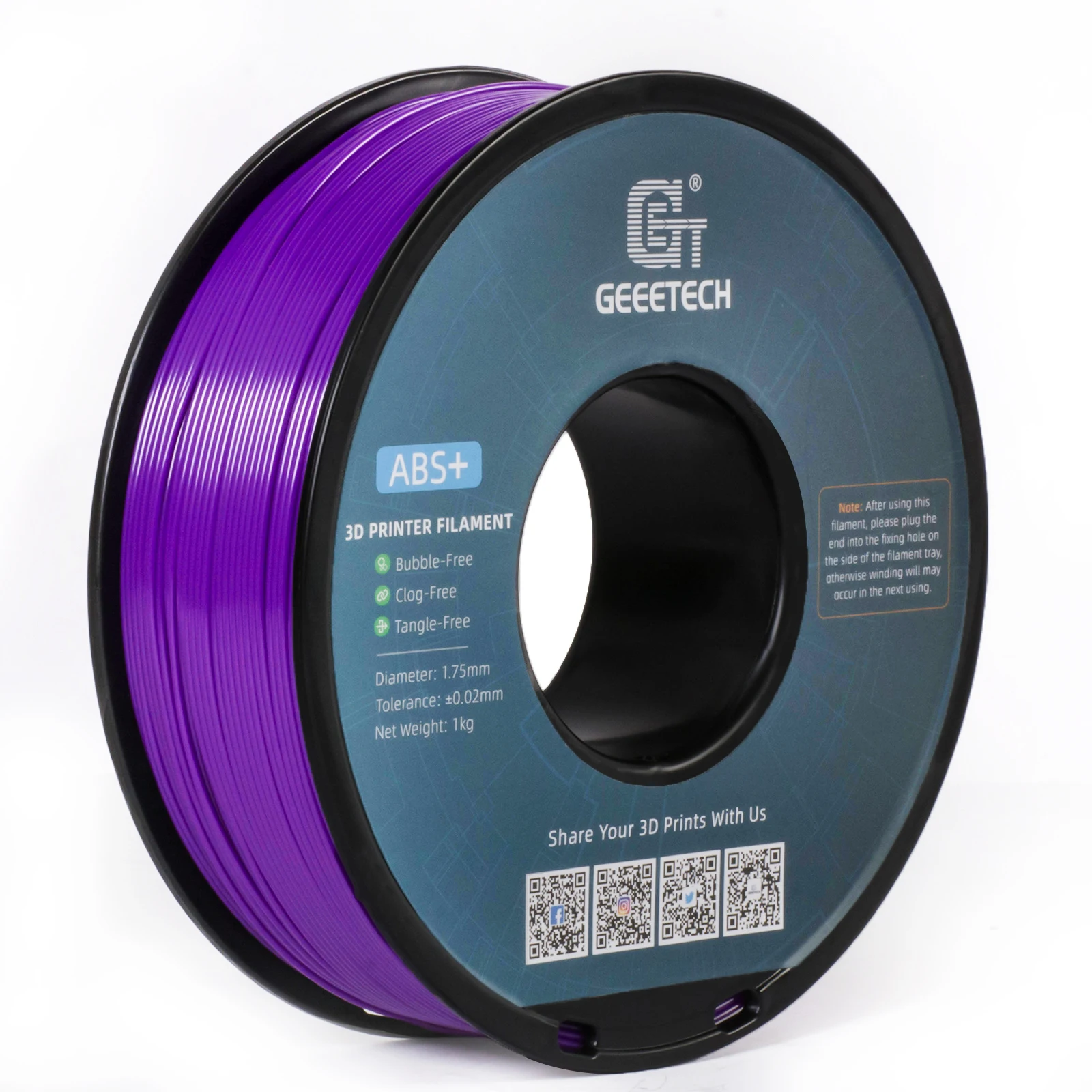 Geeetech ABS+ 3D-filament 1,75 mm 1 kg kunststof, 3D-printermateriaal, wirwarvrij, niet-giftig, vacuümverpakking wit zwart