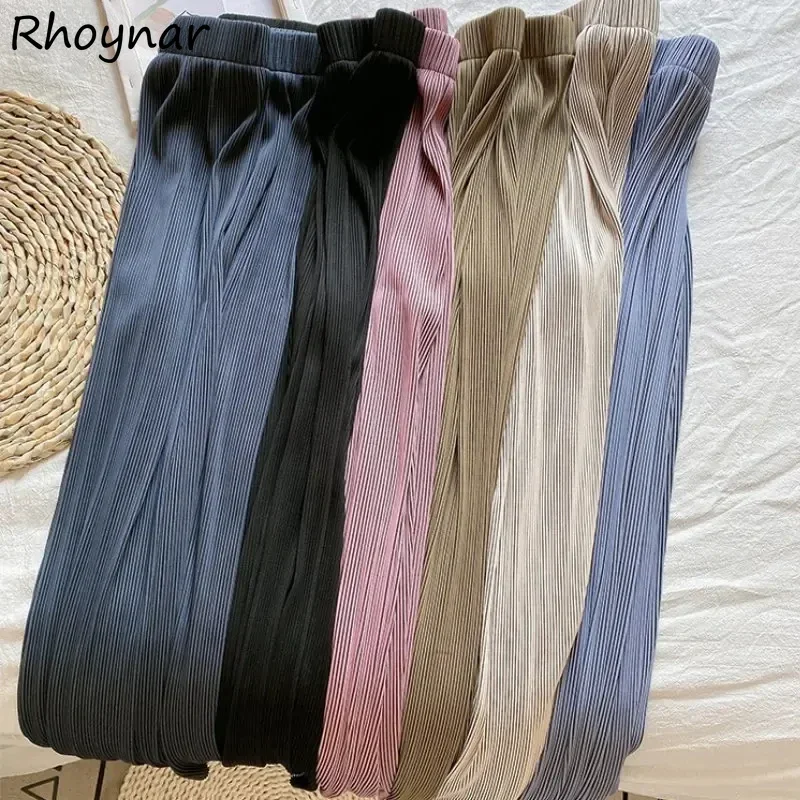 여성용 모핑 캐주얼 바지, 헐렁한 와이드 레그 빈티지 바지, 단색 한국 스타일, 우아한 스타일리시, 다양한 색상, 하라주쿠