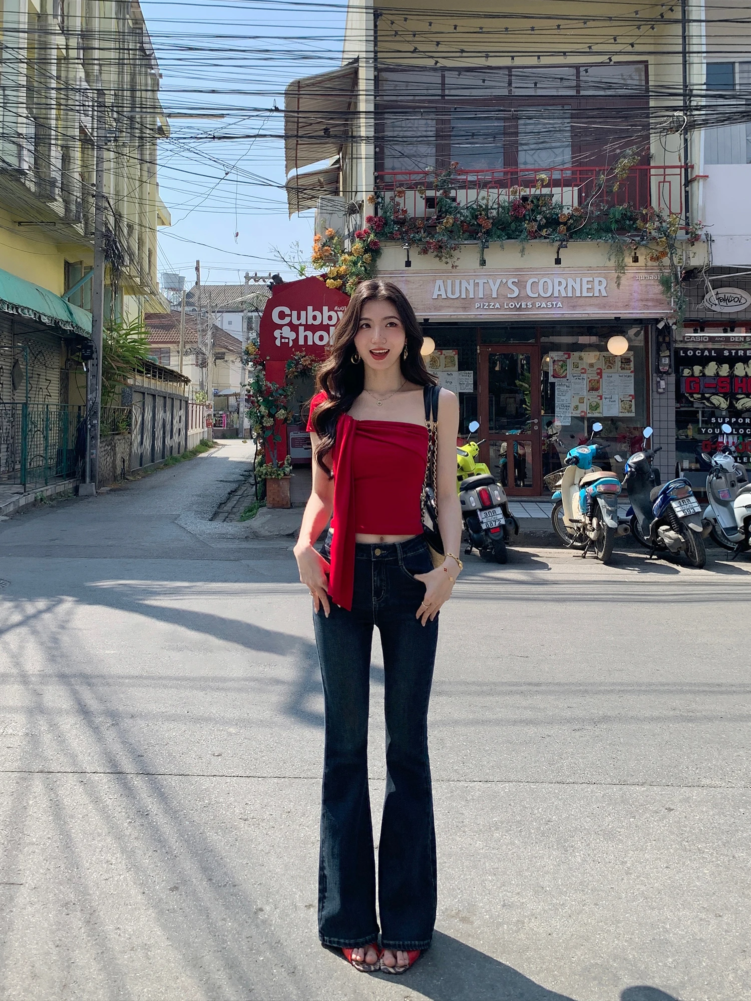 

Mulvan High Waist Bell Bottom Jeans Women's Slimming Leggings Vintage Blue High Waist Micro Flared Cotton Casual Jeans