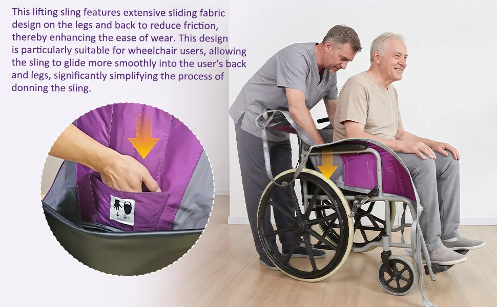 Ehucon Patientenlifter-Schlinge mit geteilten Beinhaltern, hochwertige Rückentransferhilfe für Senioren, robuste Pflegehilfe mit 227 kg Tragkraft – Detail 6