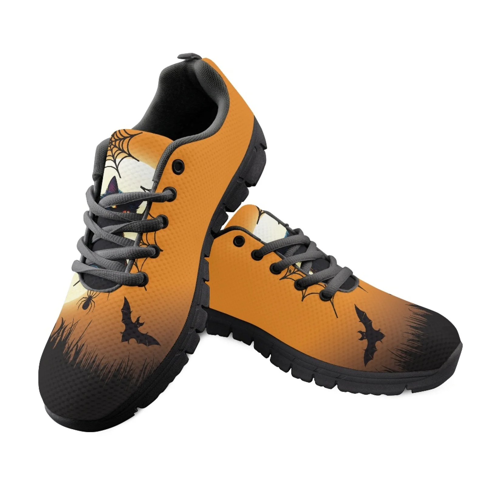 Coloranimal Black Cat Women Easy to Clean Work Shoes for Medical Staff Low Top Comfortable Work Shoes for Outdoor