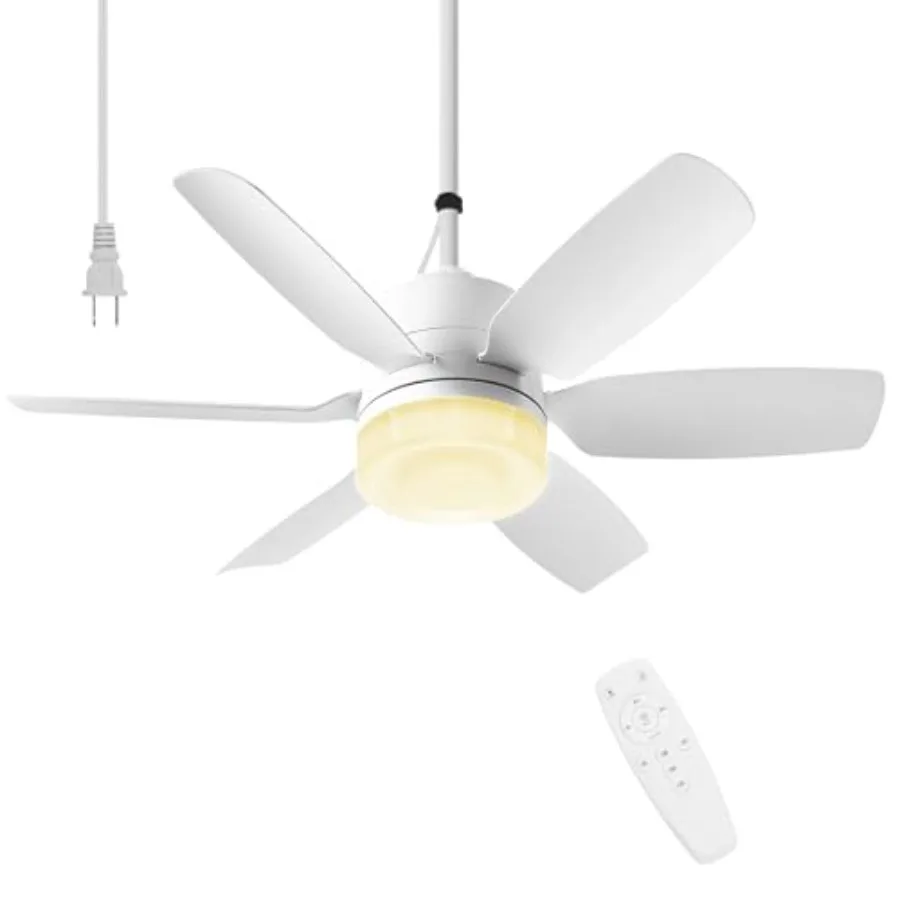 

20.5'' Plug in Ceiling Fan with Light for Gazebo Patio Canopy Tent Porch RV 5 Fan Speeds with Adjust Lighting and Remote Contro