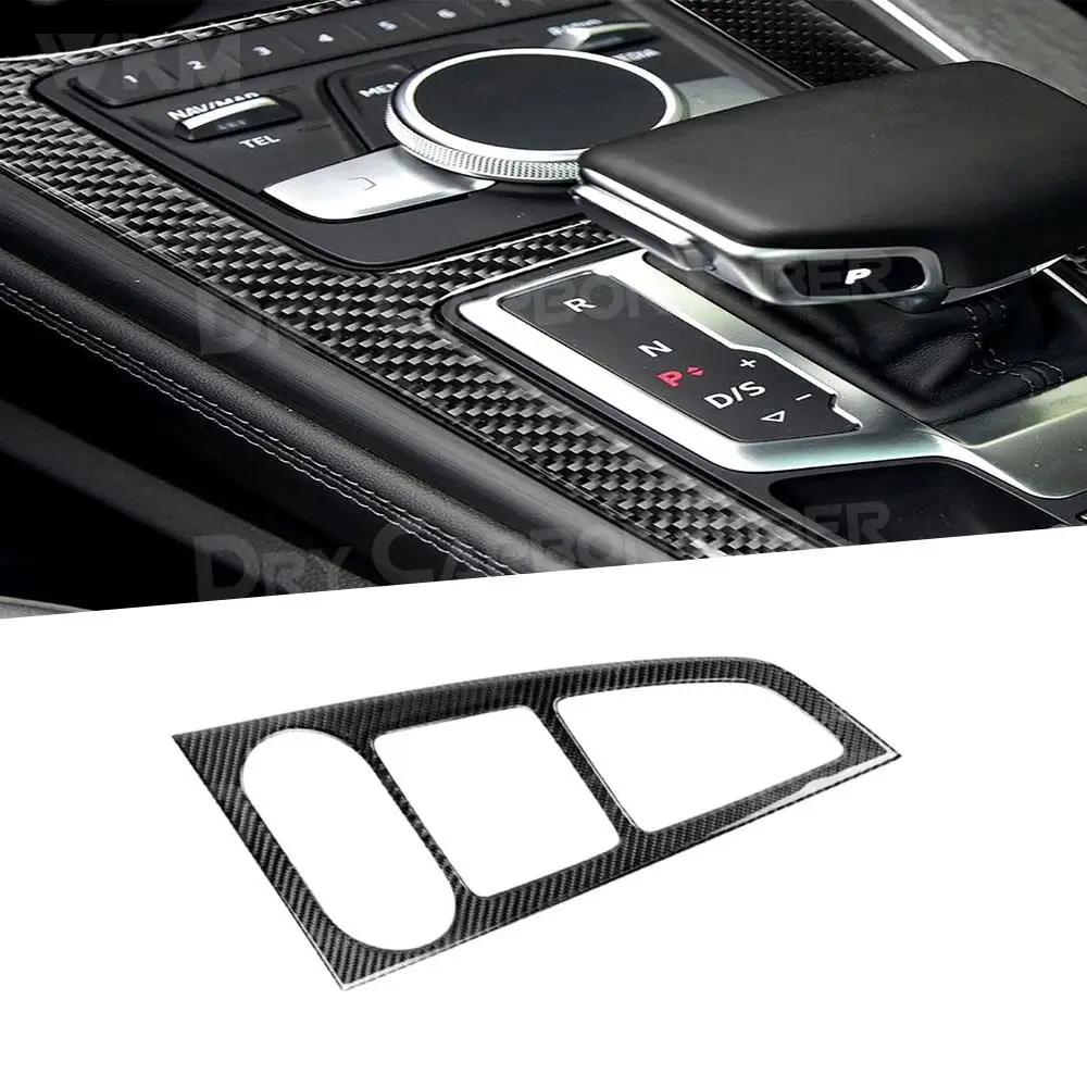 

Carbon Fiber Interior Trims Car Gearshift Panel Frame Cover Mouldings Stickers For Audi A4 B9 A5 2017 2018 2019