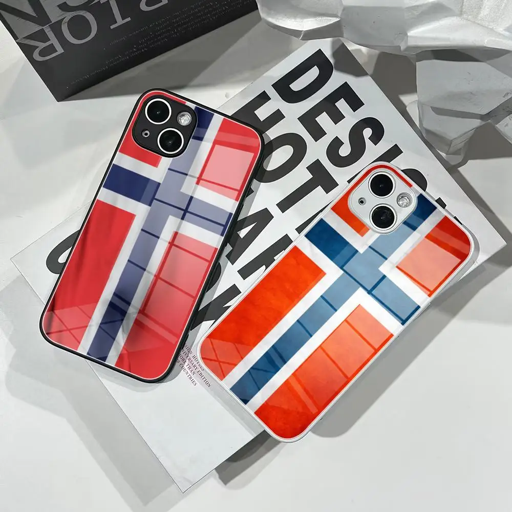 

norwegian flag Phone Case Tempered Glass For IPhone 16 15 Pro Max 14 13 12 Mini Plus Samsung S24 S23 Ultra phone case