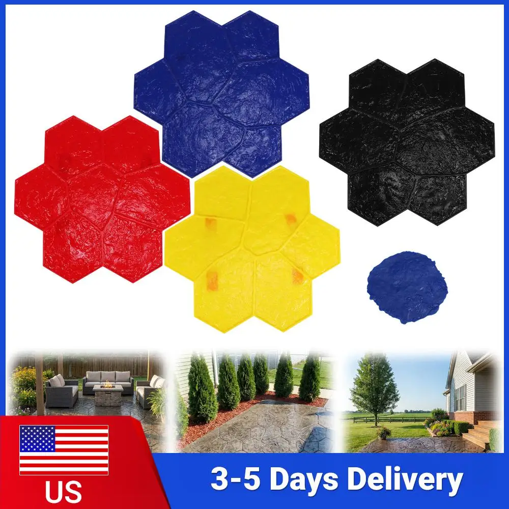 

5pcs Concrete Stone Mat Rotational Pattern Slate Texture Seamless Concrete Stamping Mat Realistic Detail for Outdoor