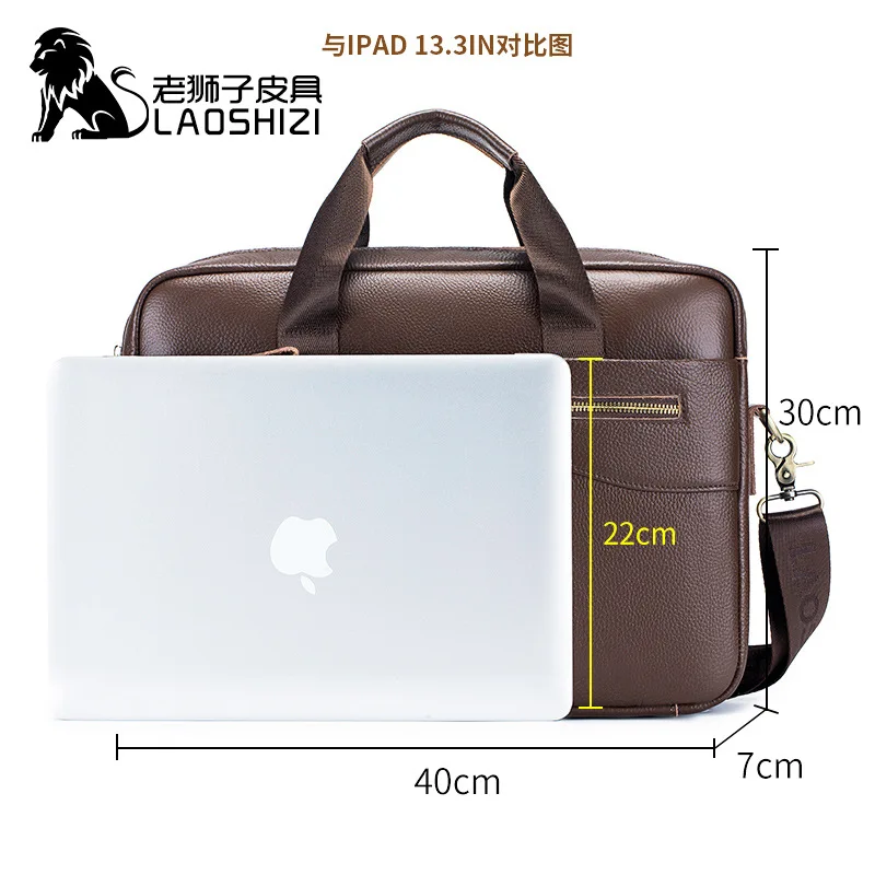 Leather handbag bag premium men's briefcase, men's computer bag, men's first layer cowhide business bag folder organizer