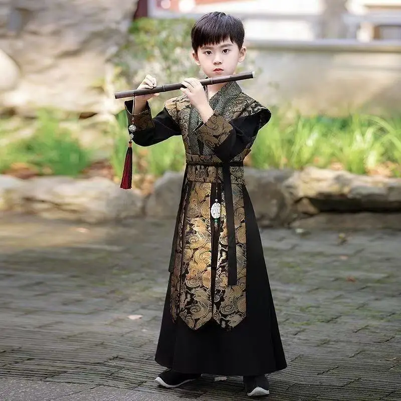 

Traditional Kids Hanfu Boys Ancient Chinese Clothes High-end Ancient Royal Guards Master Halloween Cosplay Costume Tang Suit