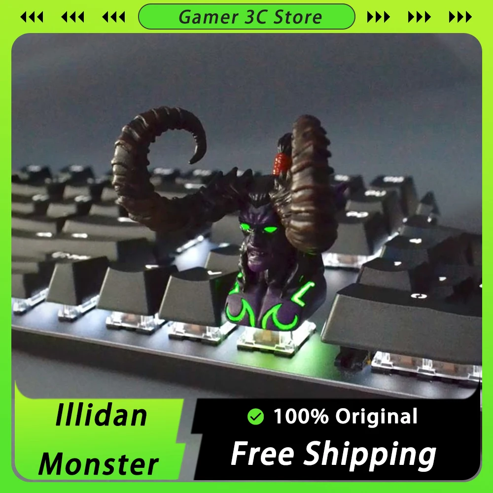 

World of Warcraft Illidan Keycaps Light Transmission Hand-Made Keycap Resin Custom For Keyboard Keycaps World of Warcraf Figures