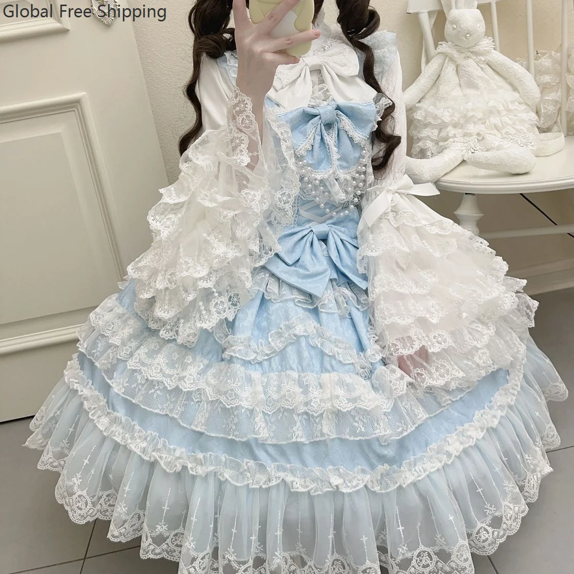 

Lolita Dress Shirt Plus Size 2026 Cosplay Japanese Strap Women Bow Sweet Dresses Clothing Kawaii Y2k Outfits Evening Party