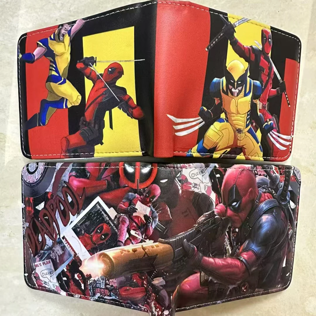 MINISO Marvel Comics Wallet Cartoon Deadpool Wolverine PU Leather Purse with Coin Pocket