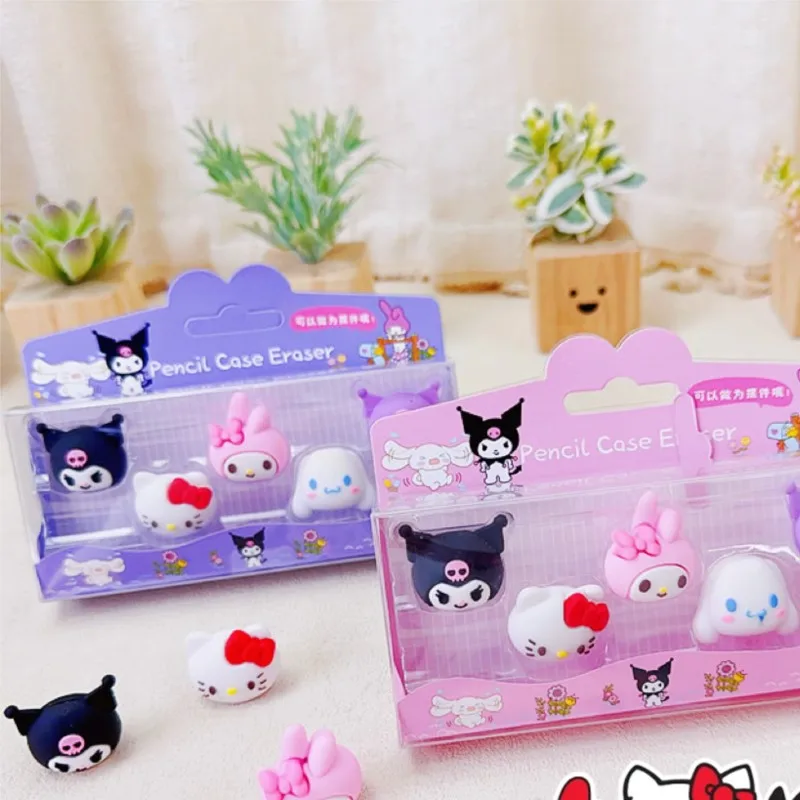 5Pcs/Set Sanrio Eraser Cute 3D Cinnamoroll Kuromi Melody Detachable Pencil Eraser Fun School Supply Students Stationery Gifts