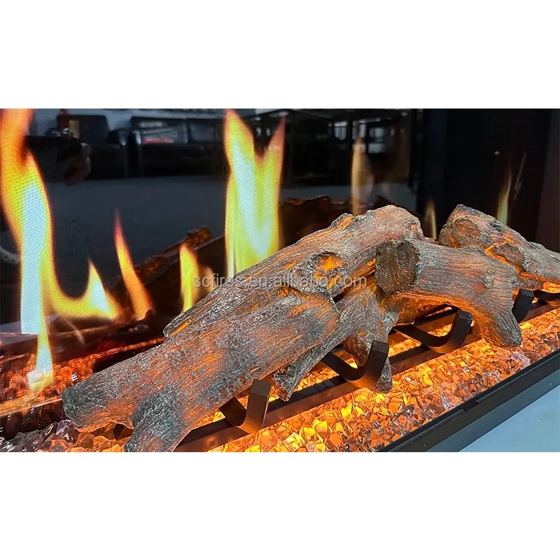 Luxury Real Flame Technology Realistic Flame Built-In Electric Fireplace Heater LCD Virtual Electric Stove With Sparks 19 Inch