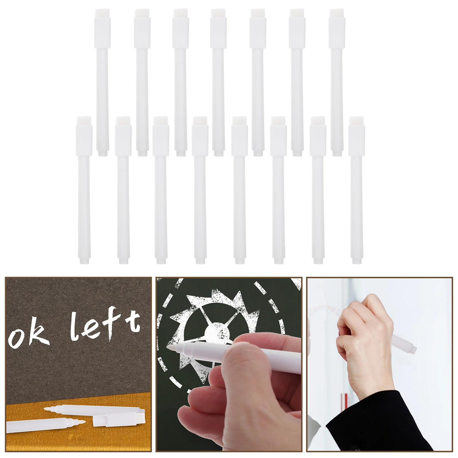 

15pcs White Chalkboard Marker Pens Erasable Liquid Brush Tip Student Stationery Glass Writing Tools Blackboard Pen