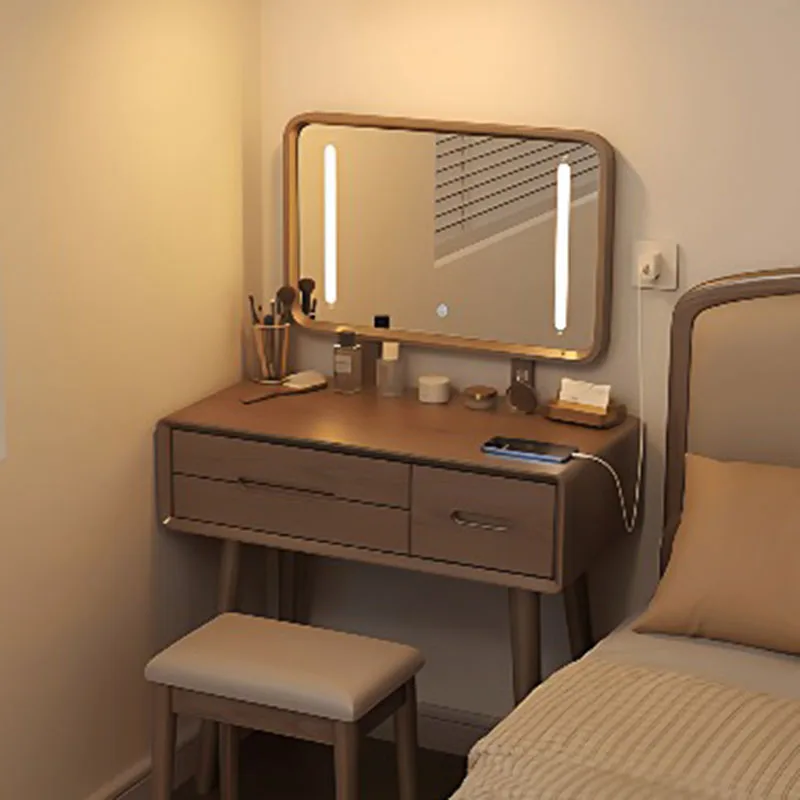Mirror Desk Vanity Table Stool Women Drawers Cosmetics Accessories Dressing Table Coffee Makeup Penteadeira Trendy Furniture