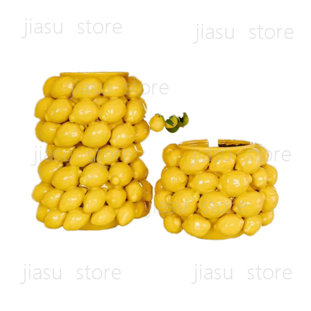 

Lemon Shape Ceramic Flower Vase, Novelty Fruit Design Decor Vase for Home & Office Floral Arrangement