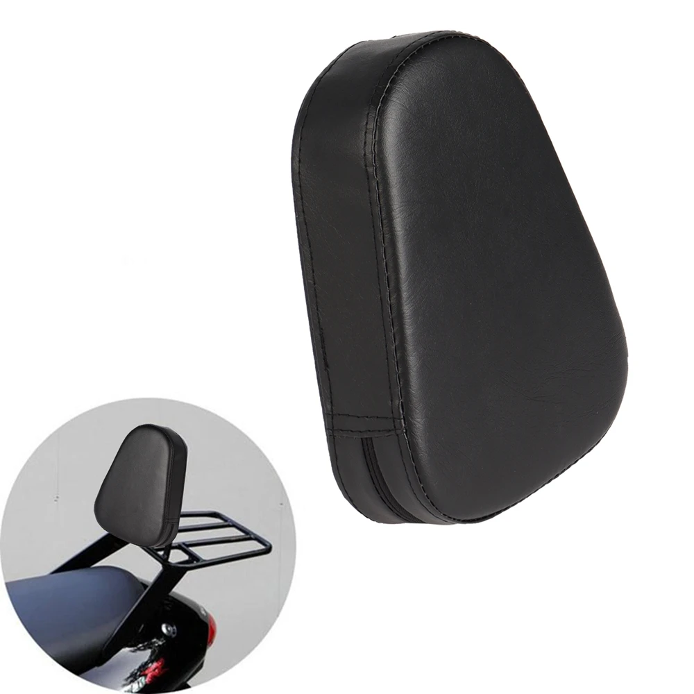 Black Motorcycle Universal Synthetic Leather Sissy Bar Backrest Cushion Pad For Honda For Yamaha For Suzuki