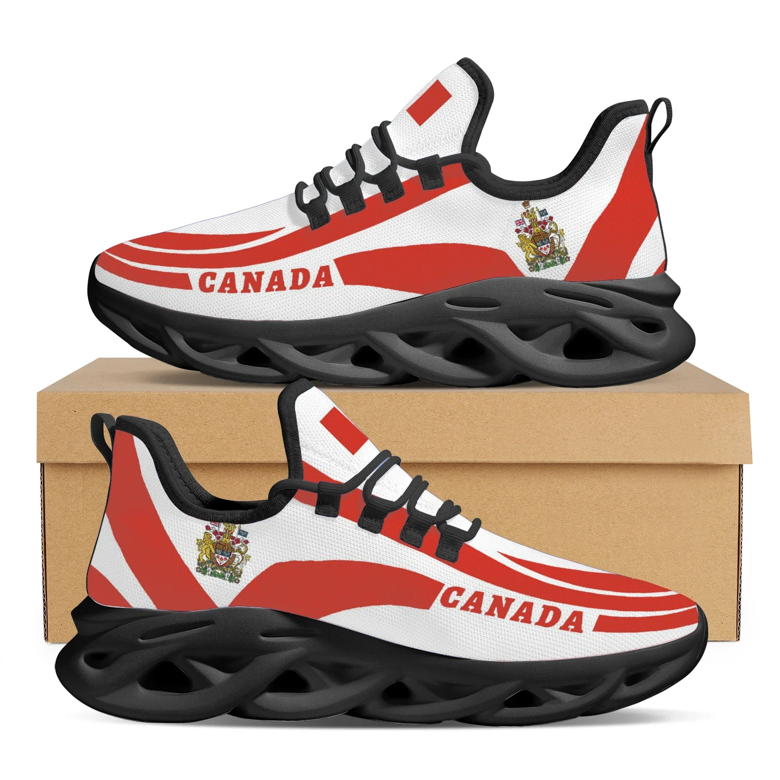 Canada National Emblem Design Lightweight Breathable Shoes Thick Bottom Knitting Thread Basketball Shoes Sneakers