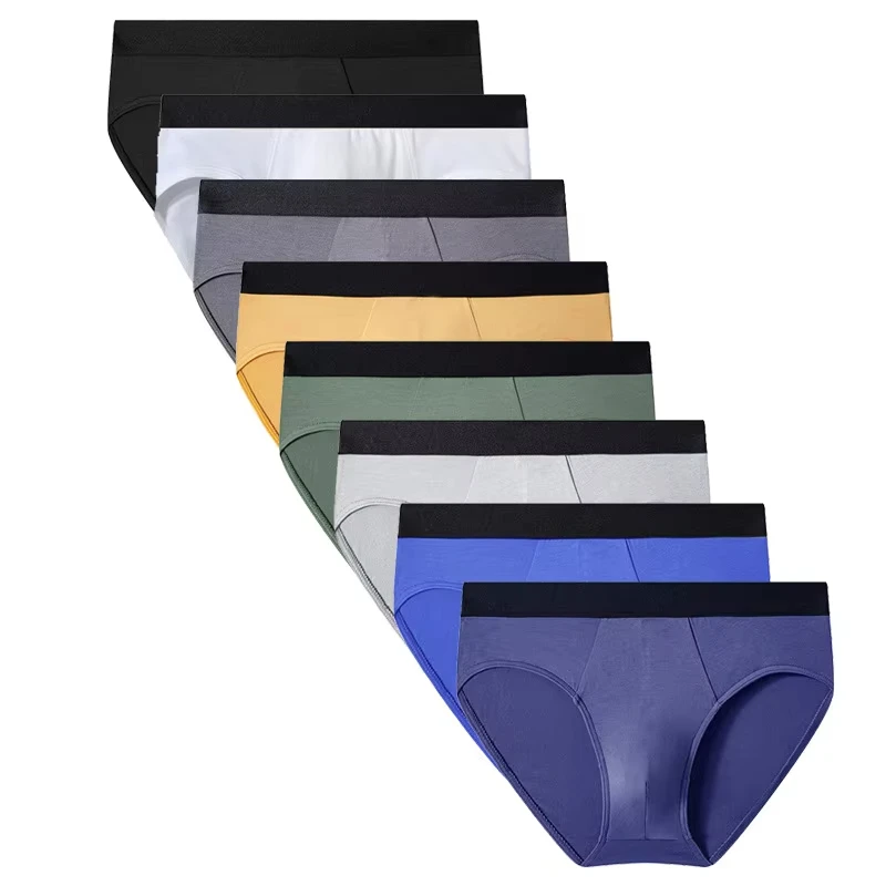 

8Pcs/Set Men Briefs Breathable Men Sexy Underwears High Elasticity Mens Soft Underpants Male Solid Color Comfortable Briefs