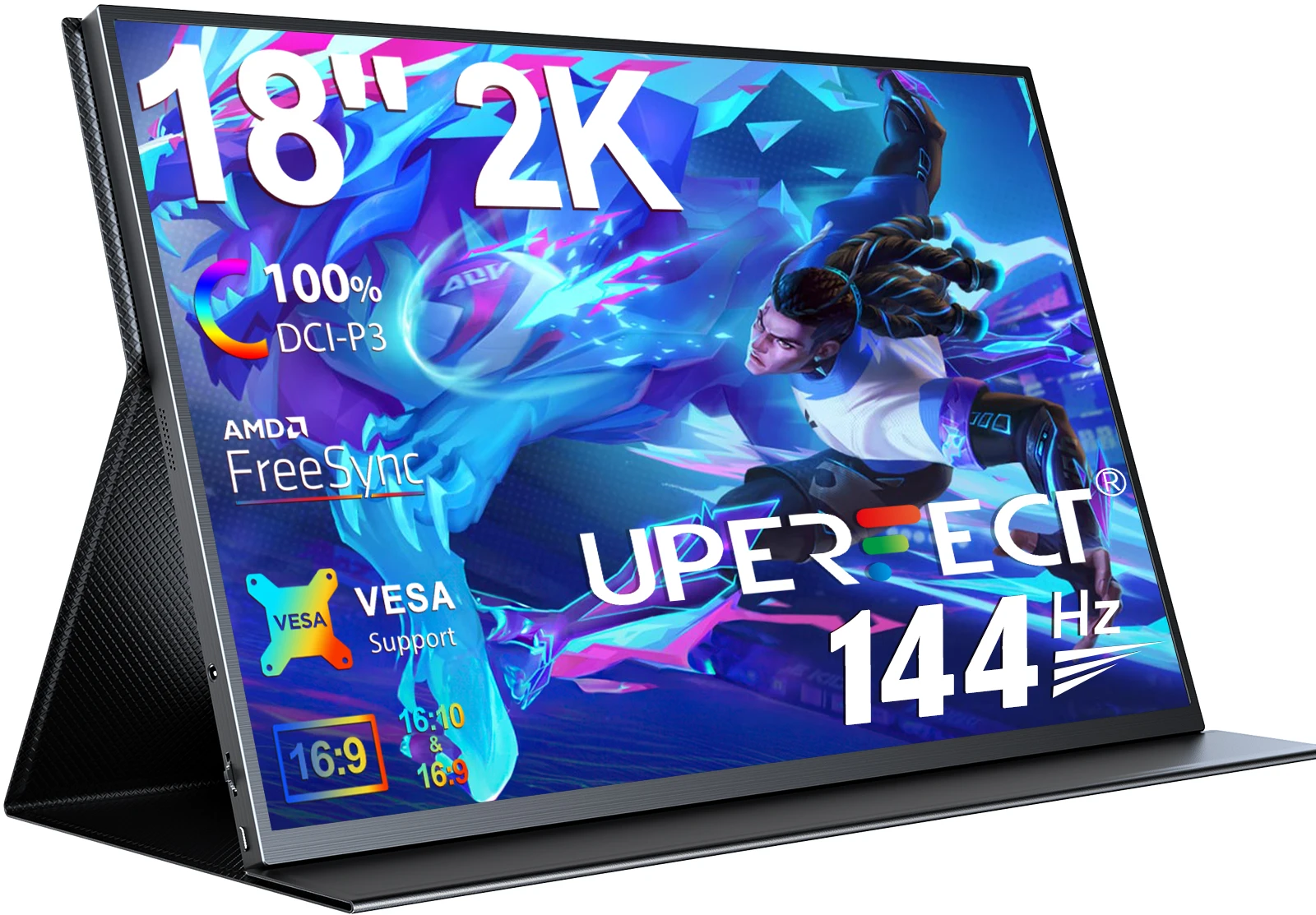 

UPERFECT Portable Monitor Gaming 18 Inch 144HZ 2K Second Screen Display For Laptop Mac Xbox PS4/5 Switch Type-C HDMI-Compatible