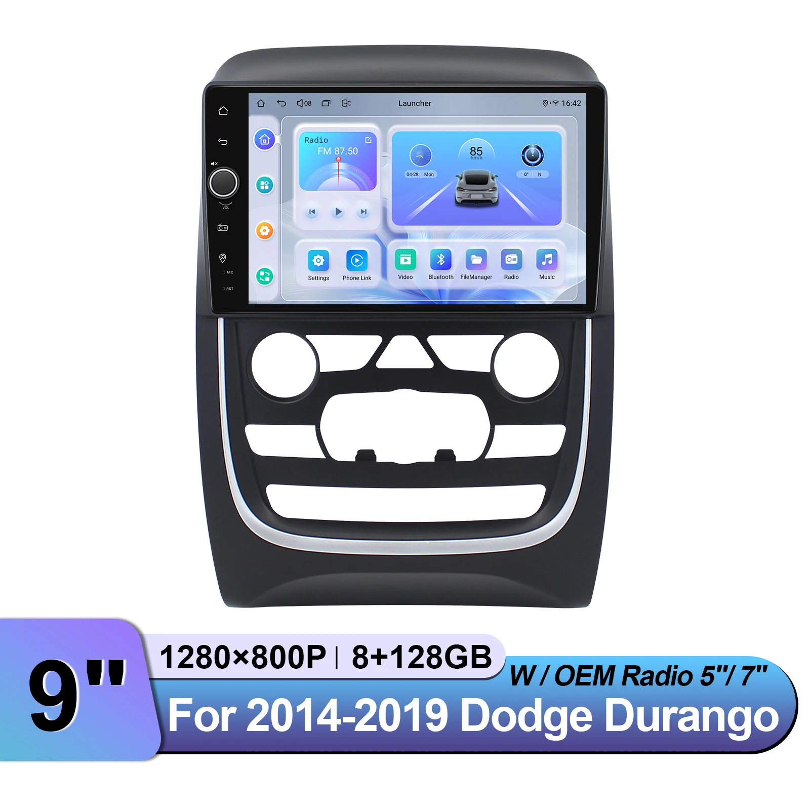 JOYING 9 pulgadas Android 13 Radio de coche estéreo reemplazo Carplay unidad principal para 2014-2019 Dodge Durango retiene controles OEM