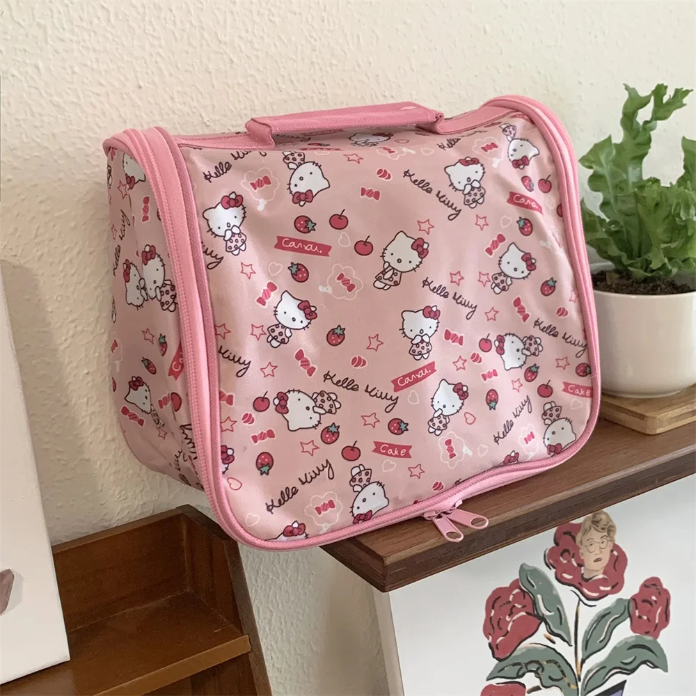 Borsa per cosmetici Sanrio Hello Kitty di grande capacità borsa per pennelli per trucco di grande capacità regali per ragazze borsa impermeabile