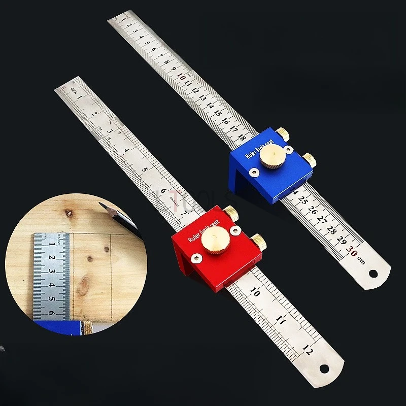 

30cm Woodworking Line Ruler Metric Imperial Dual Scale Height Gauge Multi Functional Right Angle Marking Measuring Tools 1 Pcs