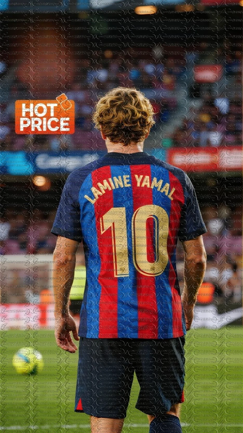

AI CHATGPT "Lamine Yamal 10" Soccer Jersey - Red & Blue Stripes Gold Print Football Team Shirt with Hot Price Deal