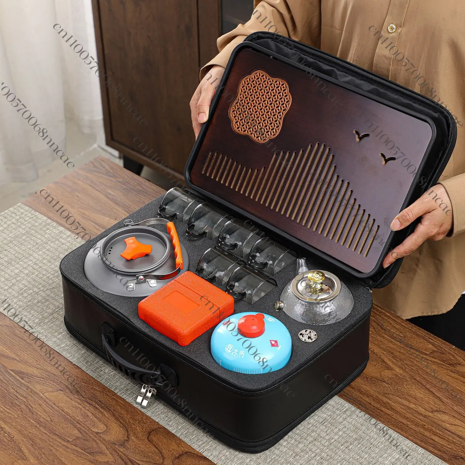 

Автомобильный стеклянный чайный сервиз для кемпинга, чайная плита, портативный дорожный чайный сервиз