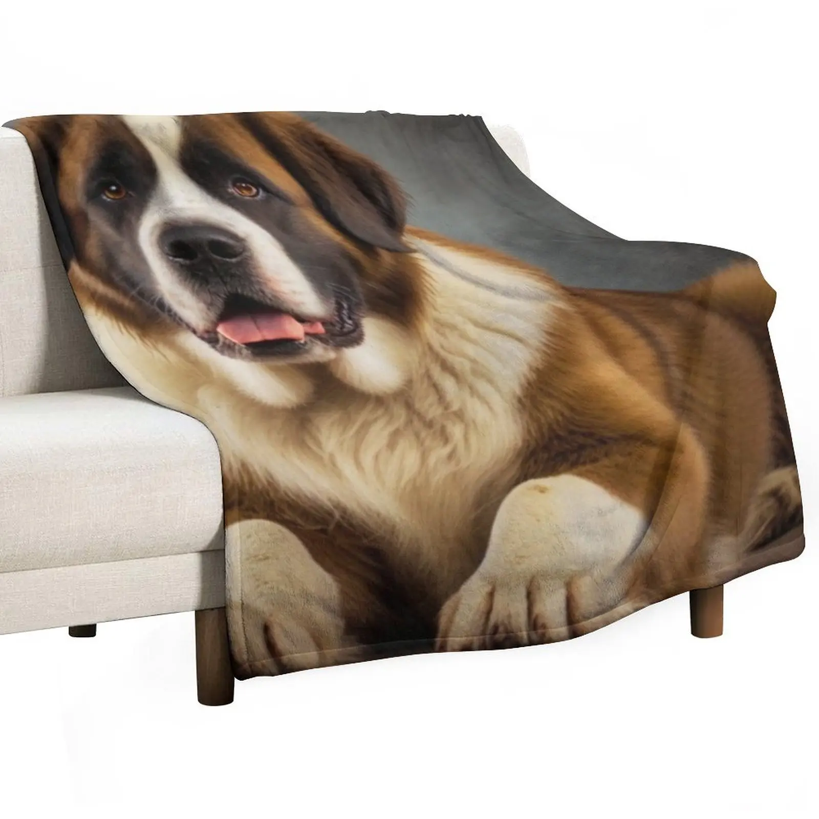 Saint Bernard Portrait Throw Blanket Cozy Microfiber Throw Blanket for Home Bedroom