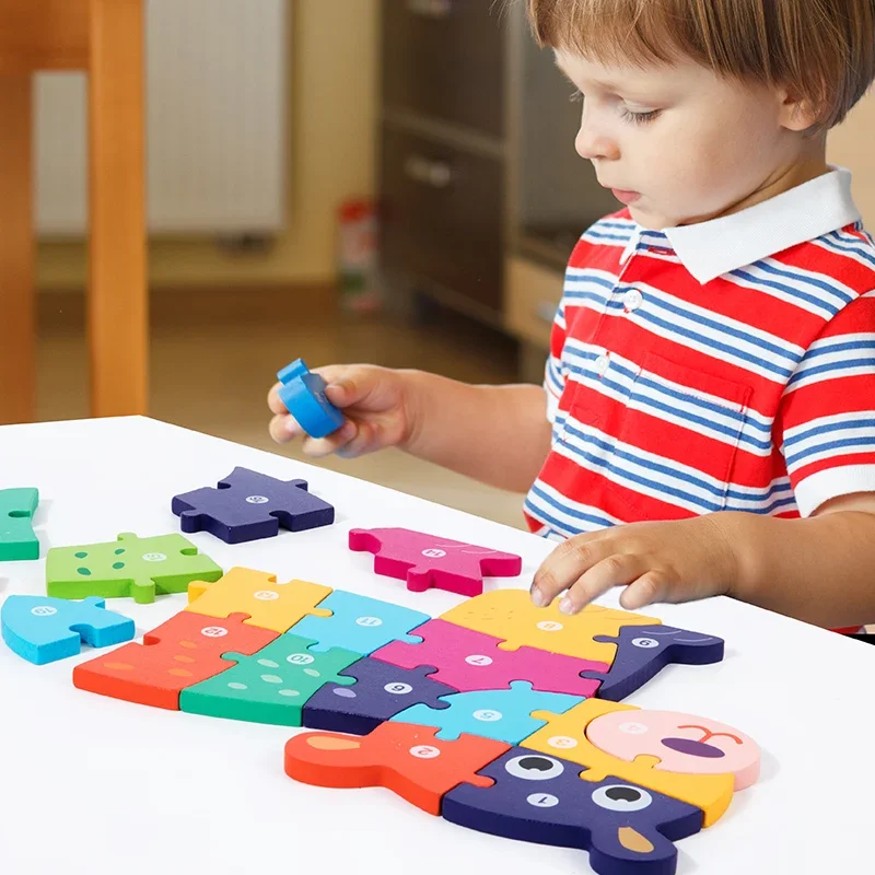 High Quality Large Animal 3D Wooden Cartoon Animal Jigsaw Early Learning Cognition Game  Toys for Children