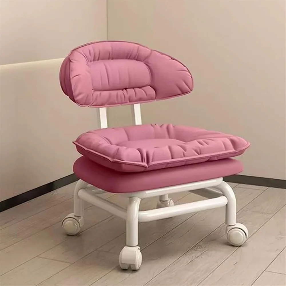 

Low Roller Rolling Stool Chair with Backrest, Short Roller Seat Chair, 360° Rotating Pedicure Stool for Home