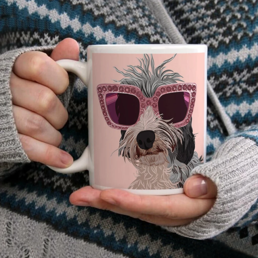 

Dog Wearing SunglassesCoffee Mug Tea Cup 11oz Coffee Cup Funny Birthday Ceramic Mug Personalized Cup