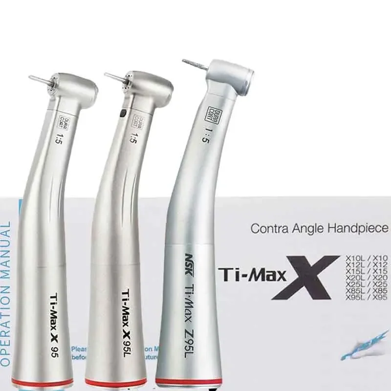 Push Button 1:5 Dental Contra Angle Handpiece Increase Speed Handpiece Mini Head Ti Max X95L Inner Water Spray Red Ring