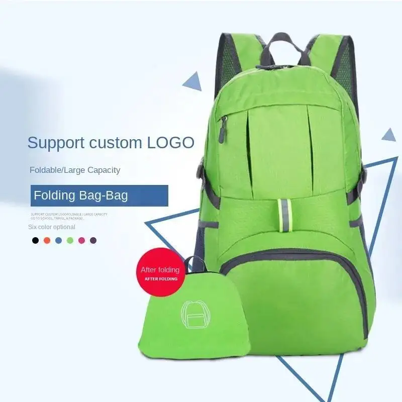 عارضة أزياء سعة كبيرة في الهواء الطلق حقيبة قابلة للطي المطبوعة كلمة حقيبة السفر حقيبة تسلق الجبال حقيبة ظهر قابلة للطي