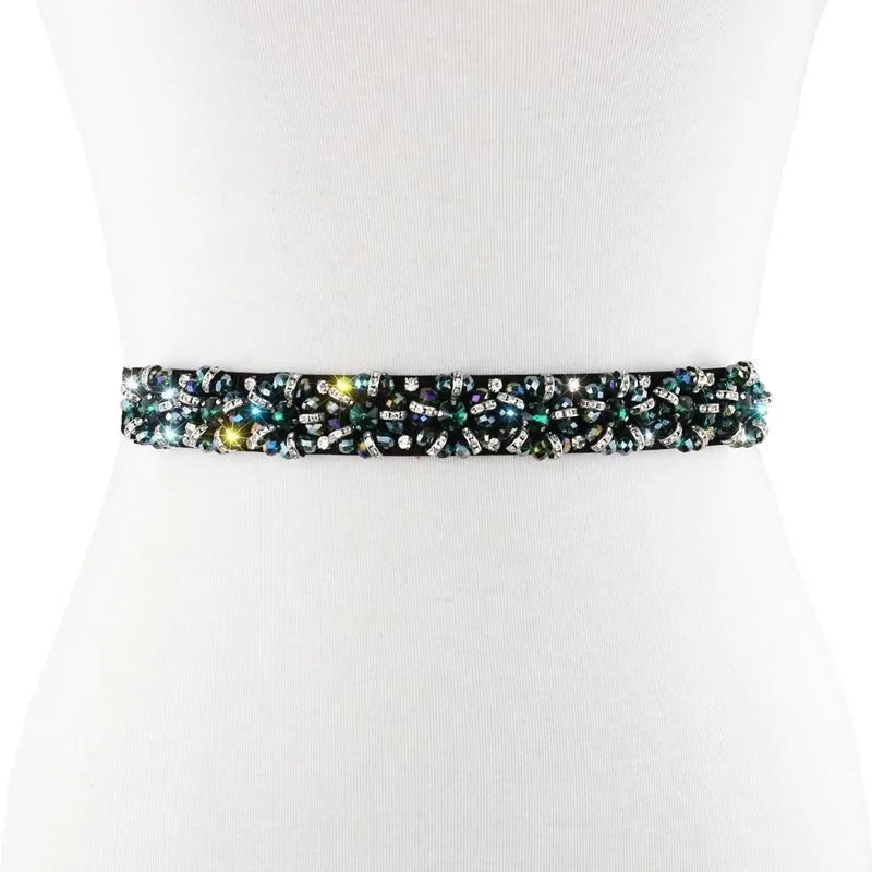 2024 New Crystal Rhinestone Handmade Elastic Belt Women's Fine Versatile Decorative Fashion Waist Seal